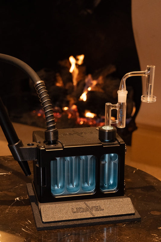 Fireplace background behind Box with Banger